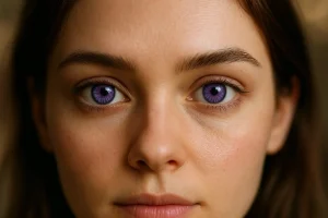 femme aux yeux violet