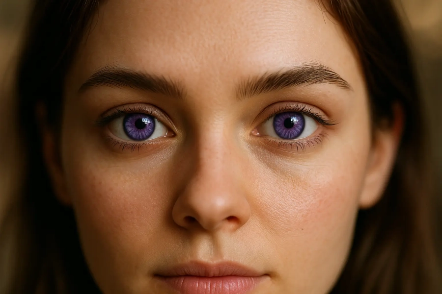 femme aux yeux violet