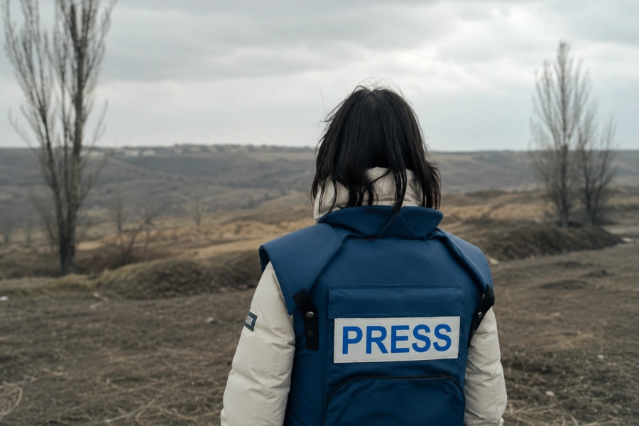 journaliste sur le terrain